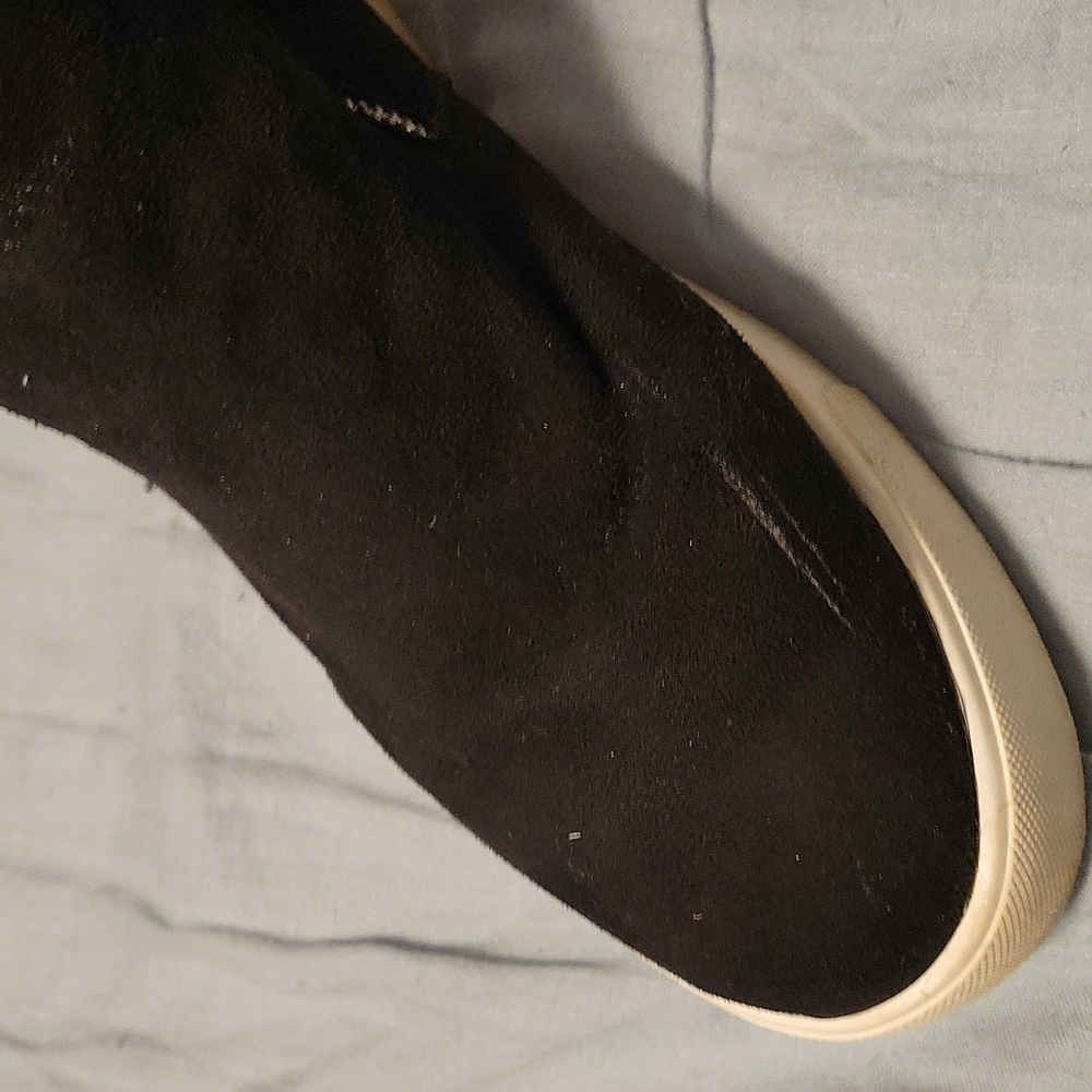 EUC Soda Black suede,  faux fur zip up wedges, size 10 - Picture 6 of 6